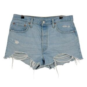Levi’s 501 Original High Rise Button Fly Cut Off Denim Shorts in Light Wash 32